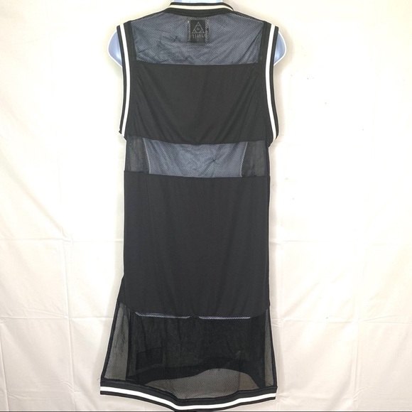 UNIF Dev Jersey Dress‎ Mesh Sheer Panel Black White - Picture 13 of 15